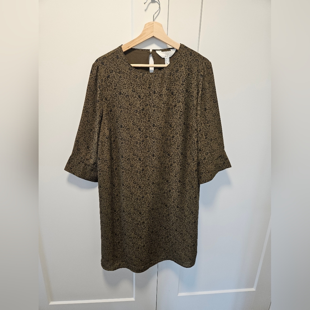 A MTL 1980 Green Belted Shift Dress Sixe 12